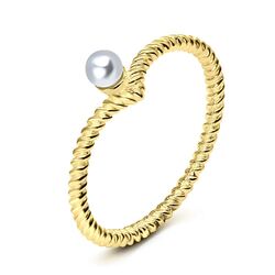 Pearl Gold Plated Silver Rings NSR-2905-GP